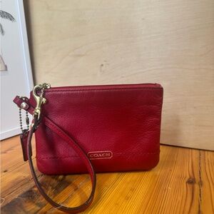 Coach  vintage Red Leather Wristlet with Gold Hardware